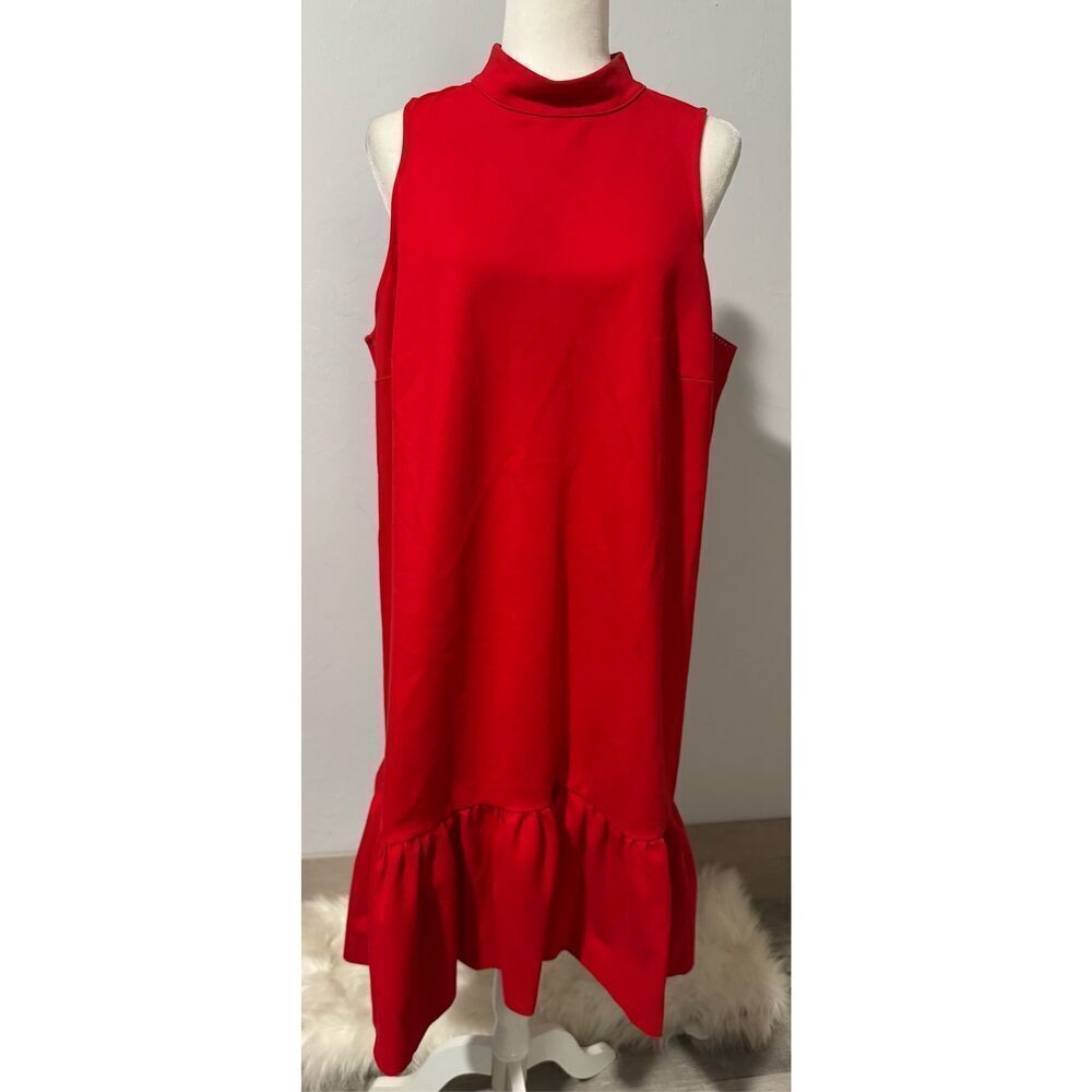 Maeve by Anthropologie red ruffle hem shift dress 1X
